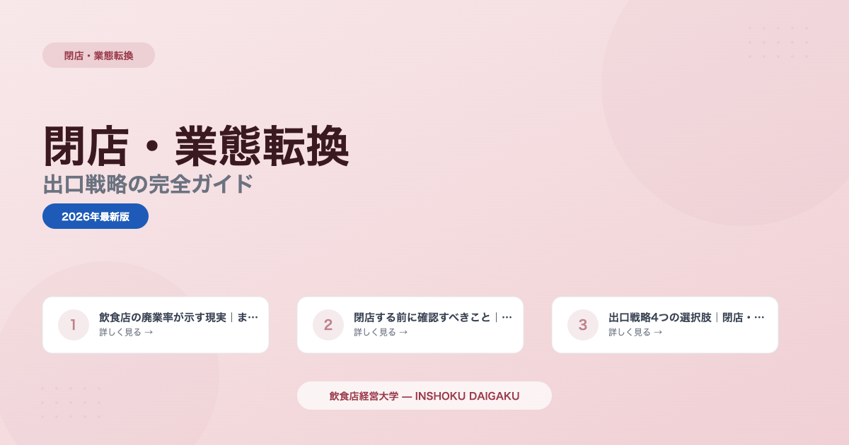 飲食店の閉店・業態転換|出口戦略の完全ガイド