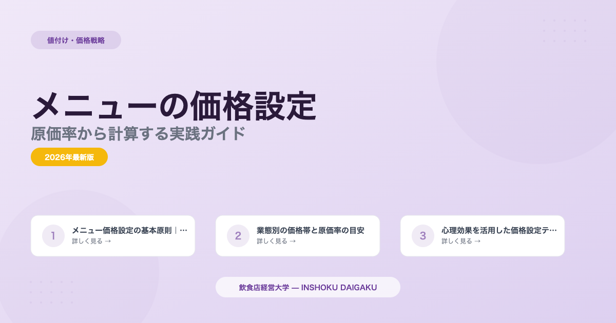 飲食店メニューの価格設定｜原価率から計算する実践ガイド