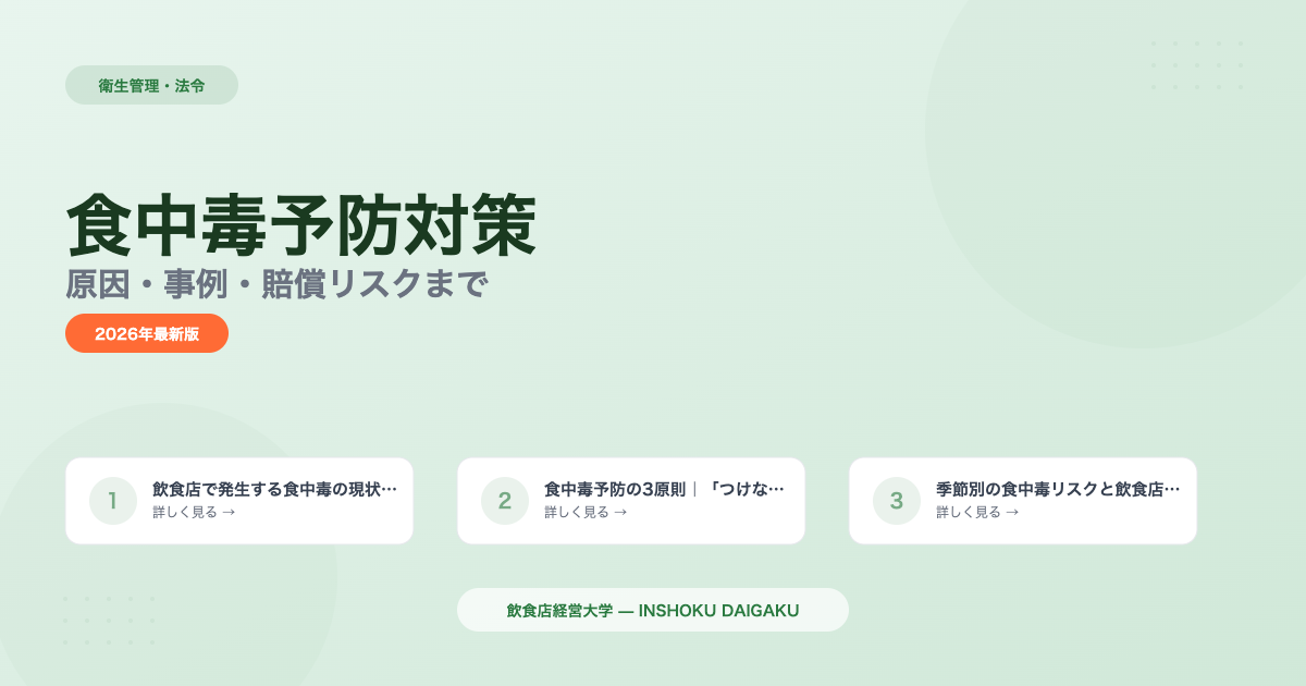 飲食店の食中毒予防|原因・事例・賠償リスク【2026年版】