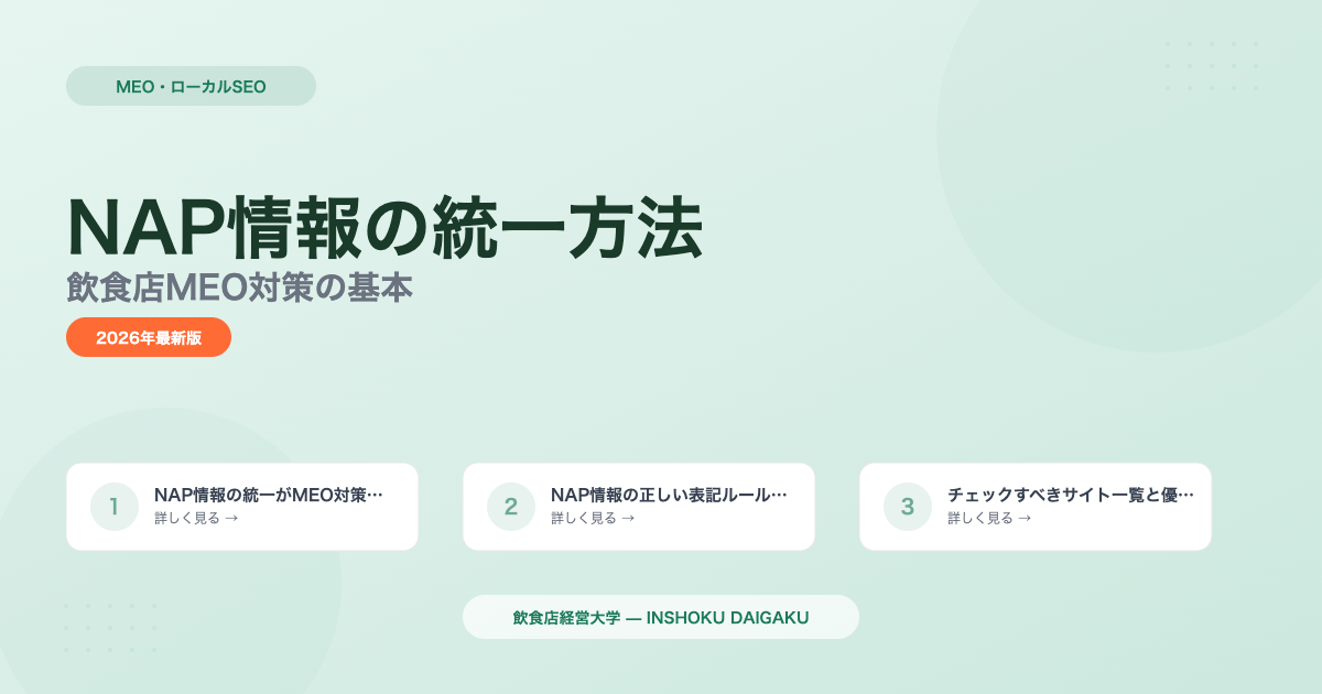 NAP情報の統一方法｜飲食店MEO対策の基本