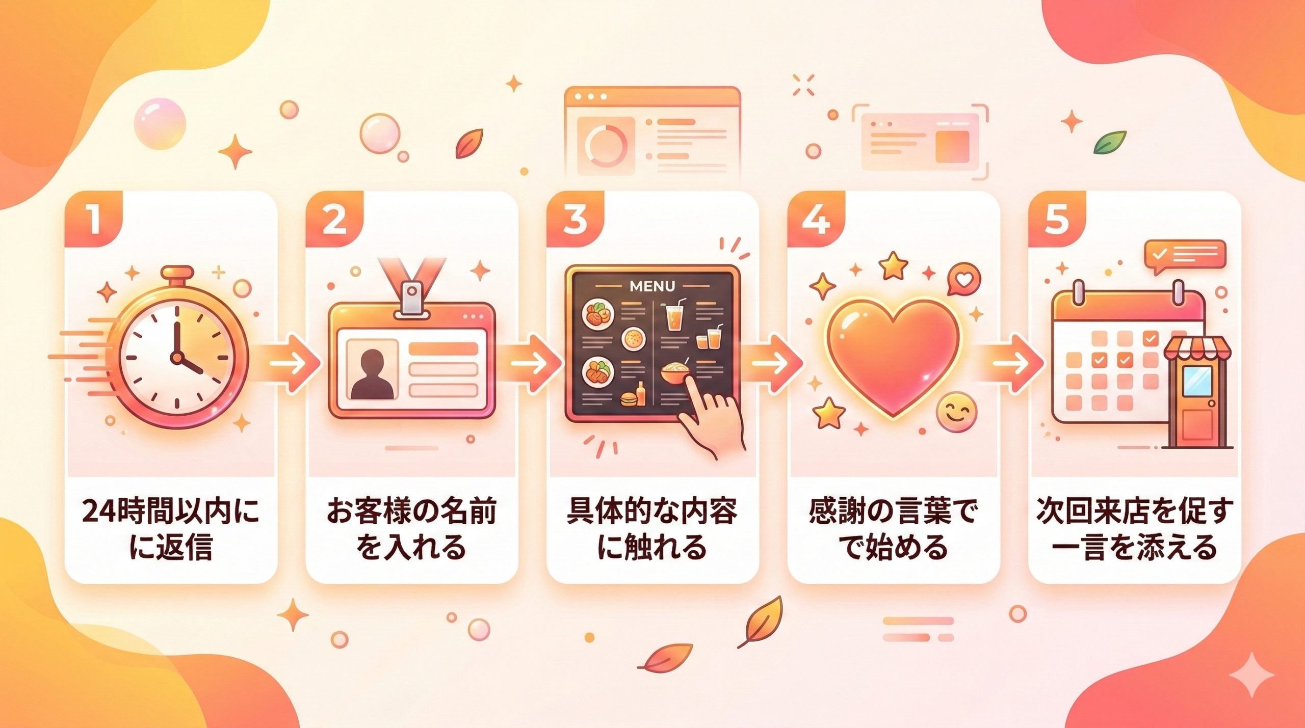 口コミ返信の書き方5つのコツ - 図解イラスト