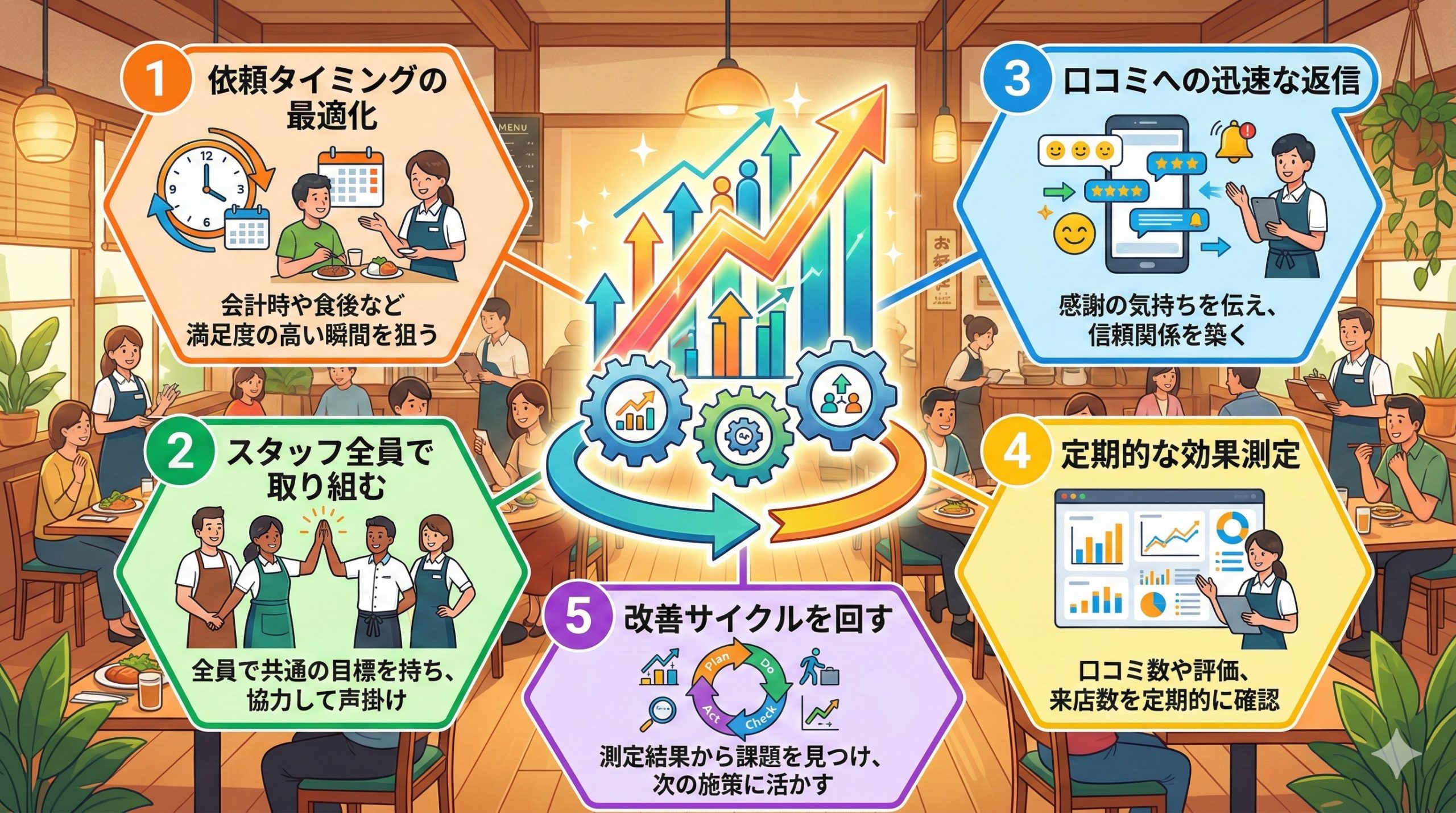 口コミ依頼の効果を最大化する運用のコツ - 図解イラスト