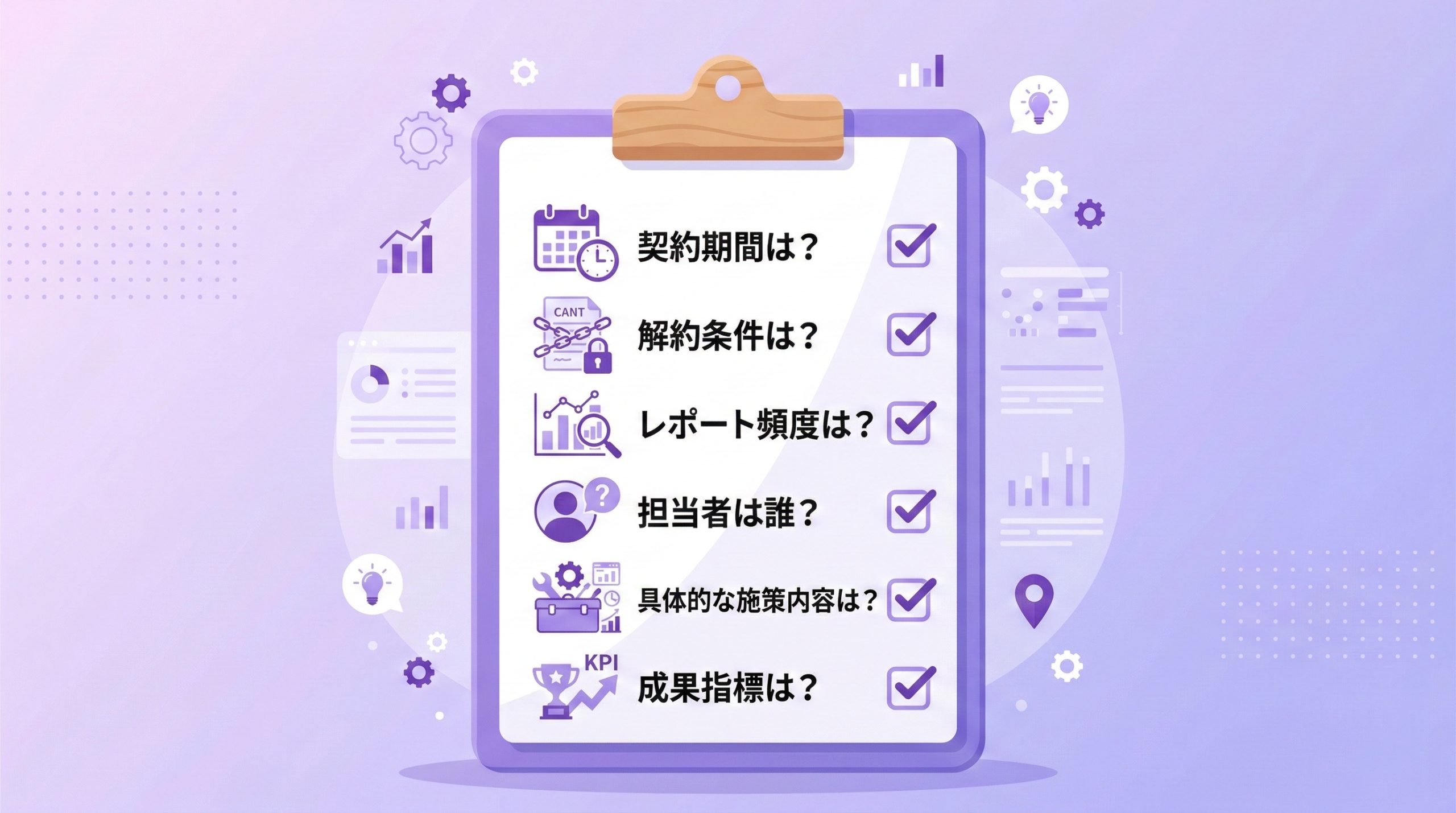 契約前に確認すべき質問リスト - 図解イラスト