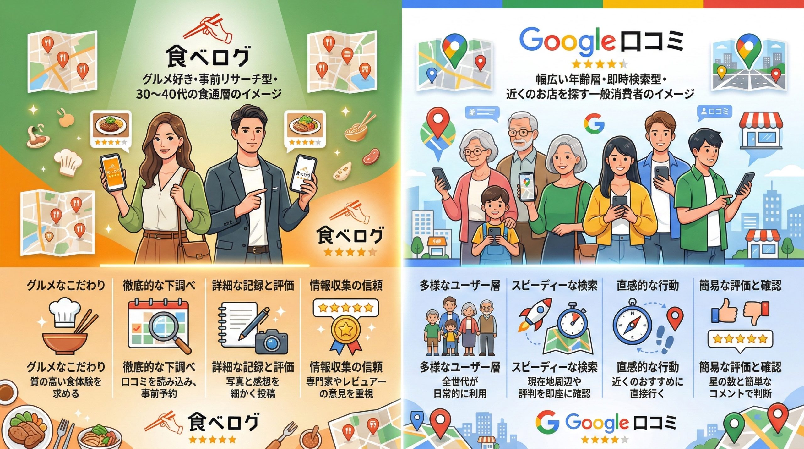 ユーザー層の違いを理解する - 図解イラスト