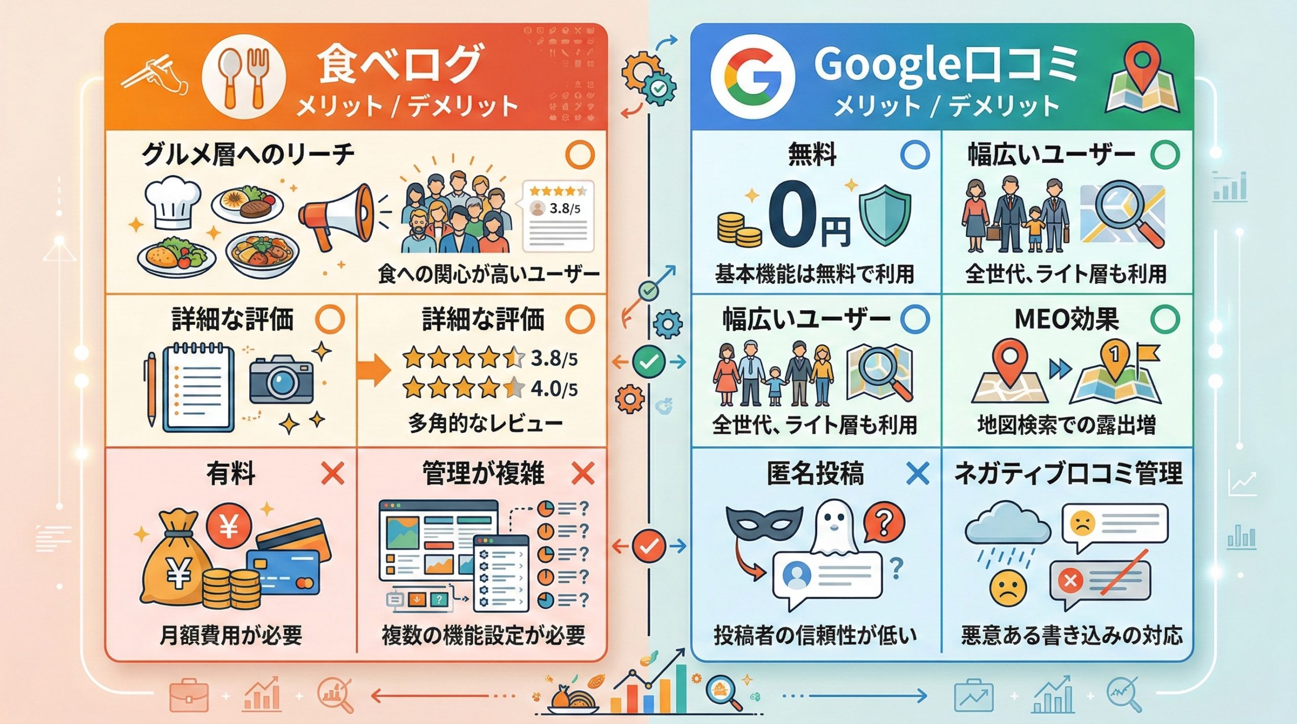 メリット・デメリット比較表 - 図解イラスト