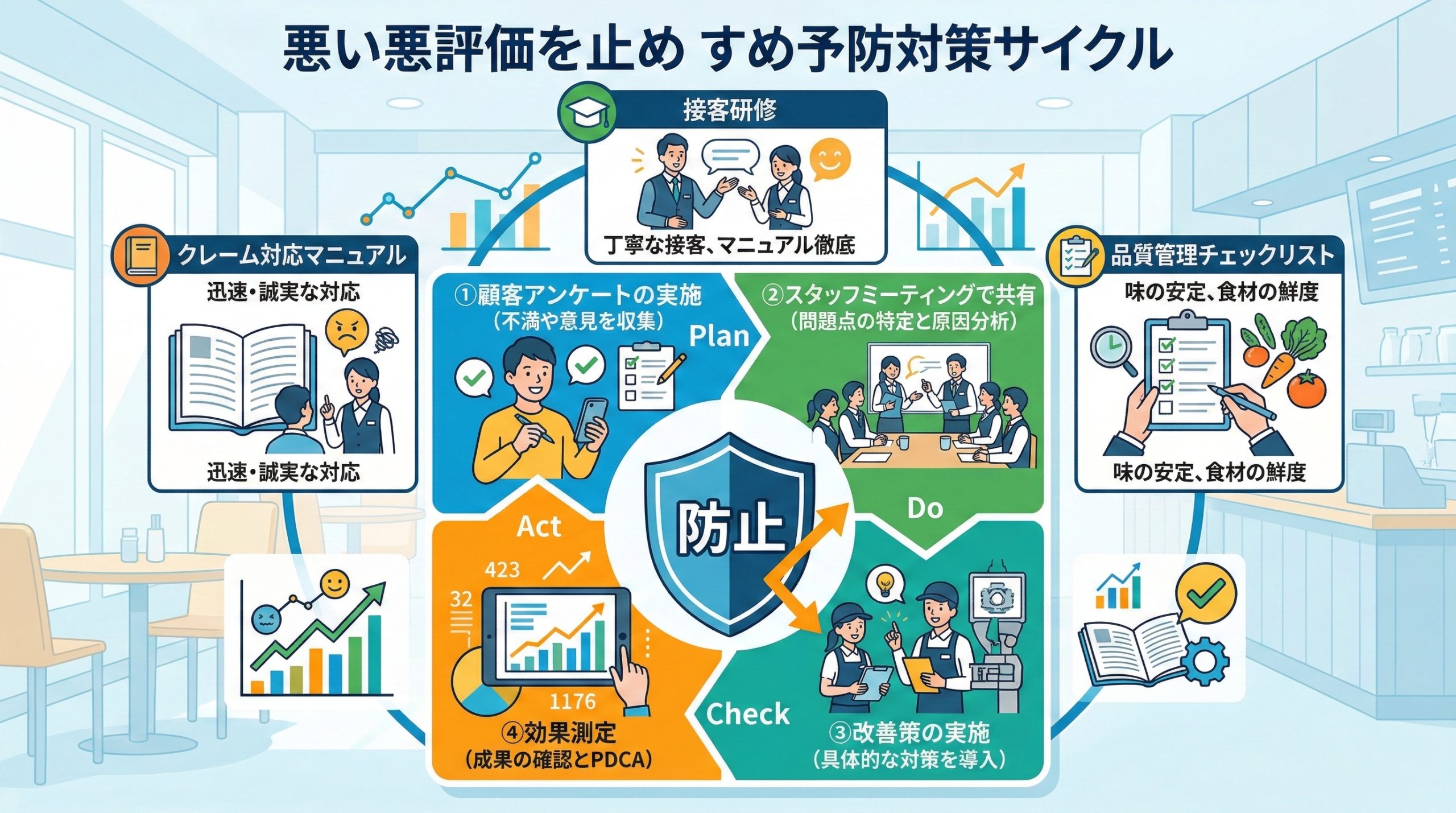 悪い口コミ対応でやってはいけないNG行為 - 図解イラスト