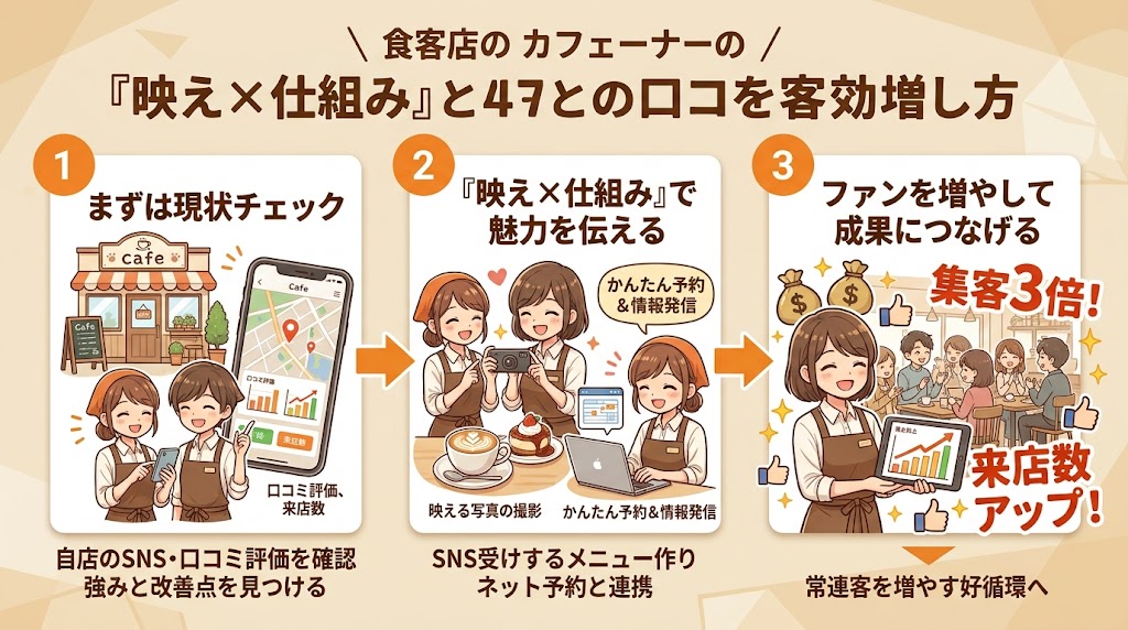 まとめ:カフェの口コミ集客は「映え×仕組み」で成功する