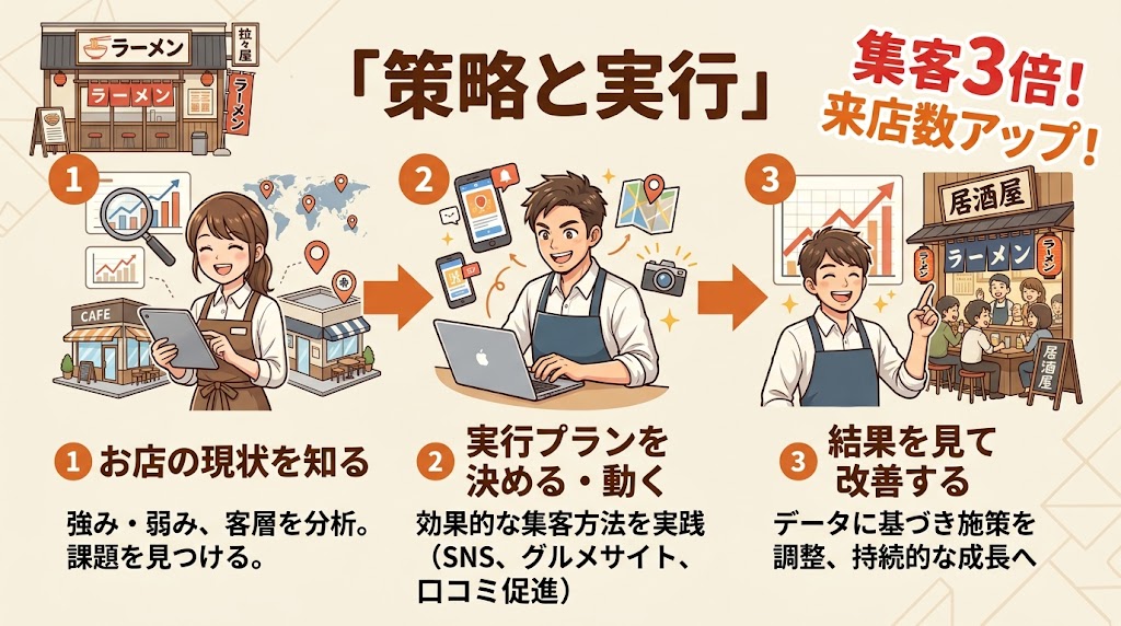 まとめ:飲食店の集客成功は戦略と実行力で決まる