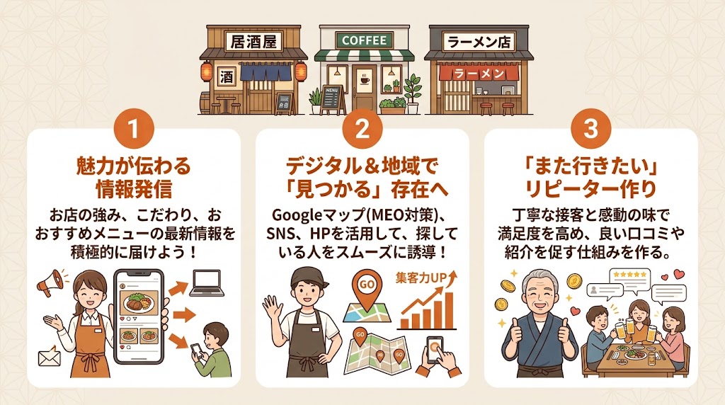 飲食店の集客で絶対に押さえるべき3つの基本原則
