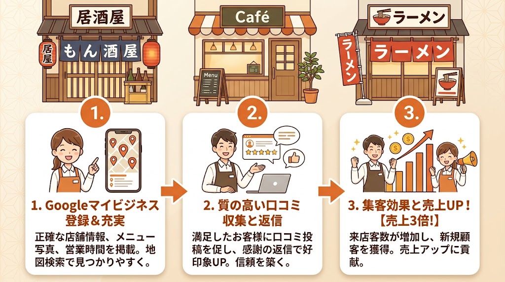 【実例紹介】もんじゃ焼きCHICOのMEO成功事例