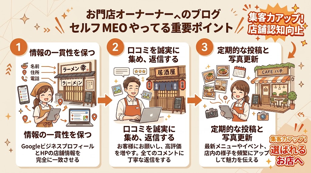 自分でMEO対策を行う際の5つの注意点