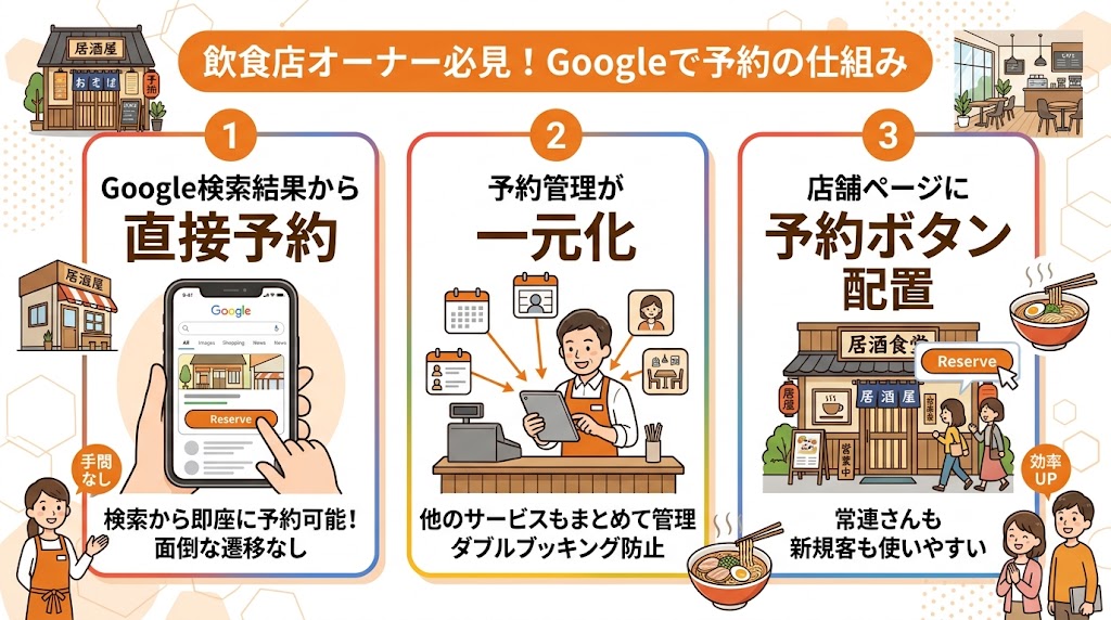 Googleで予約の基本の仕組みの図解