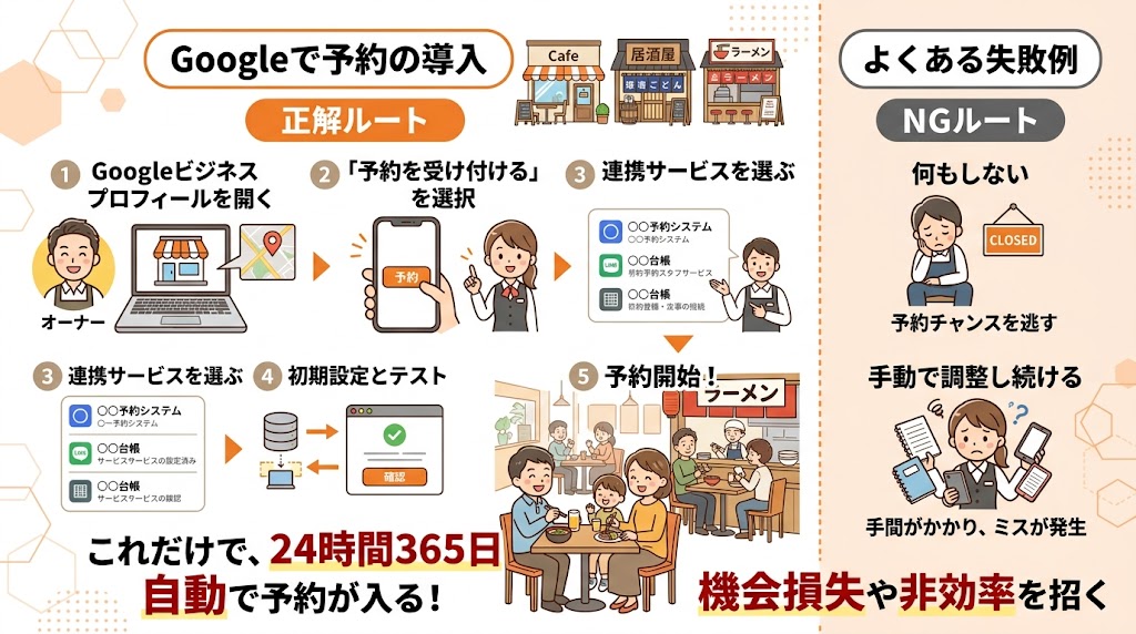 Googleで予約の設定手順の図解