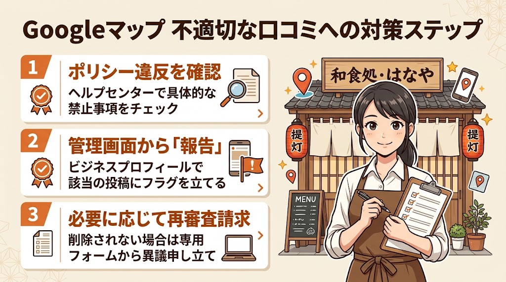 Google口コミの削除申請手順|3つの方法を解説