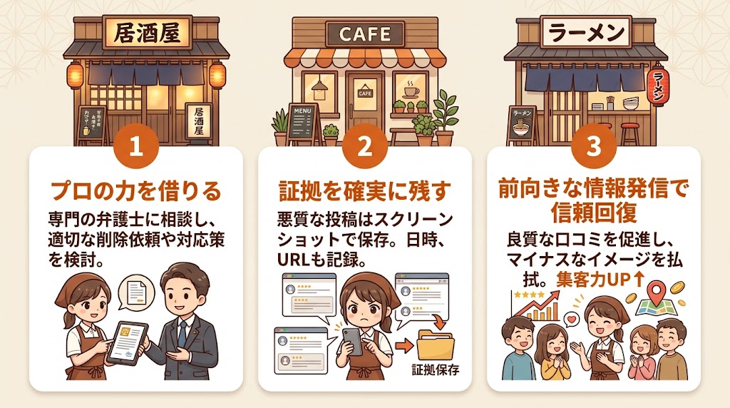 悪質な口コミが続く場合の法的対応