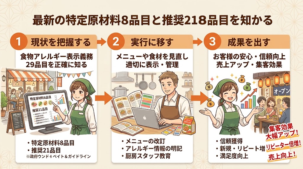 特定原材料8品目と推奨21品目の最新リストを把握する
