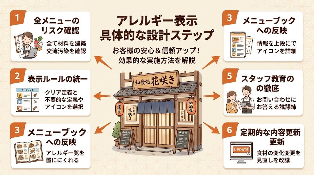メニューへのアレルギー表示方法を具体的に設計する