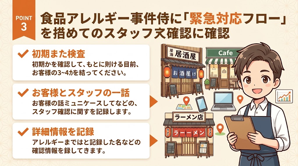 アレルギー事故が発生した場合の緊急対応フロー