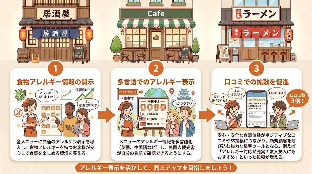 インバウンド対応と口コミ集客にアレルギー表示を活かす