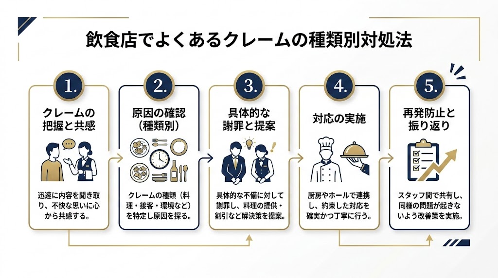 クレームの種類別対処法の図解