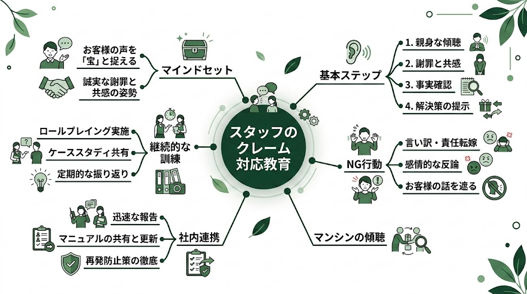 スタッフのクレーム対応教育の図解