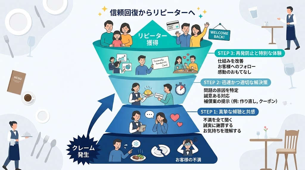 クレームをリピーターに変える秘訣の図解