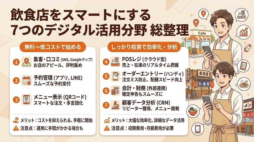 飲食店DX 7つのITツール分野を総整理