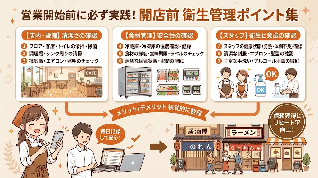 開店前の衛生管理チェックリスト|営業開始前に確認すべき全項目