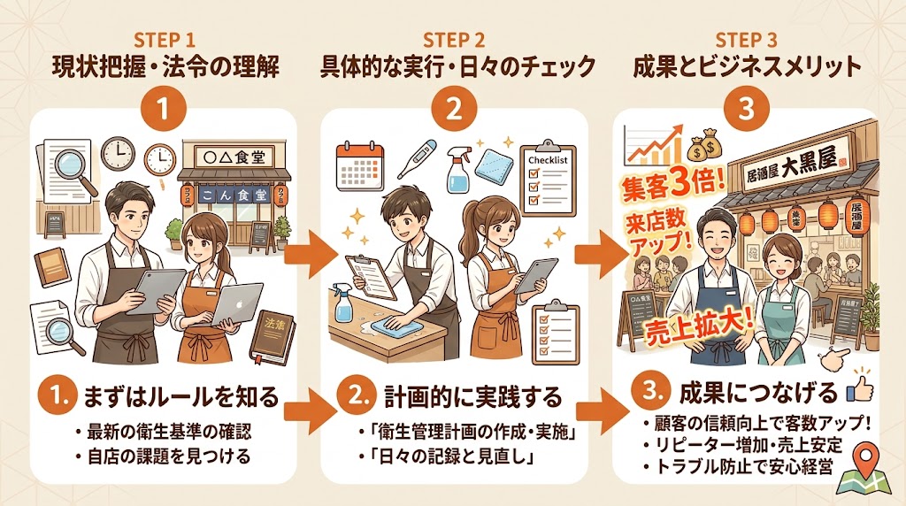 飲食店の衛生管理・法令対応の全体像|何を・いつ・どこまでやるか