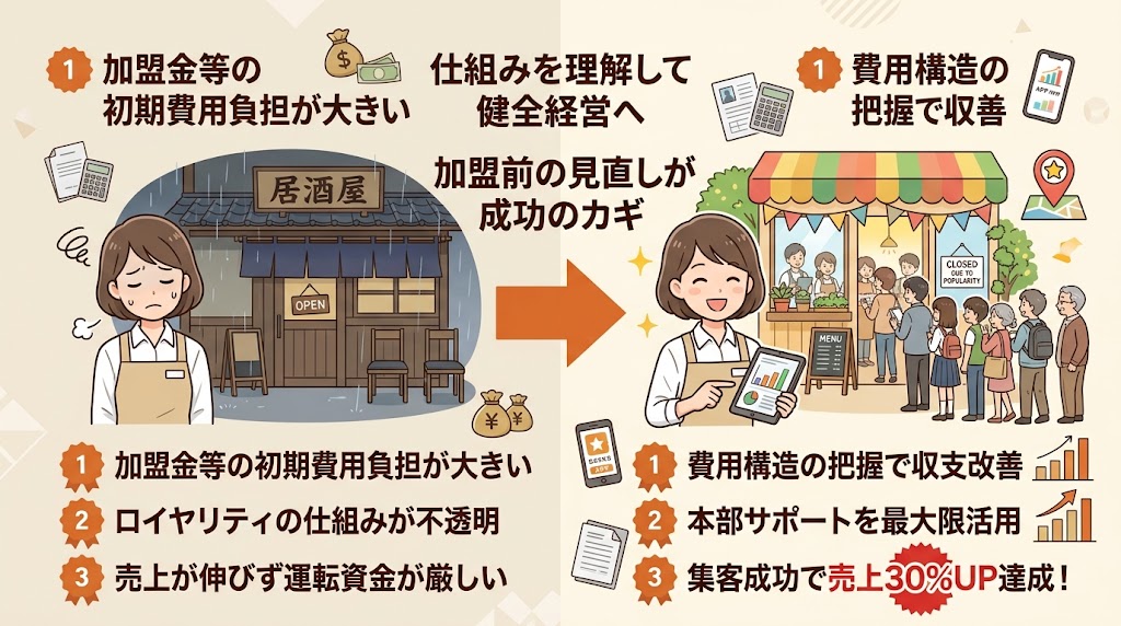 飲食フランチャイズの費用構造｜加盟金・保証金・ロイヤリティの仕組み