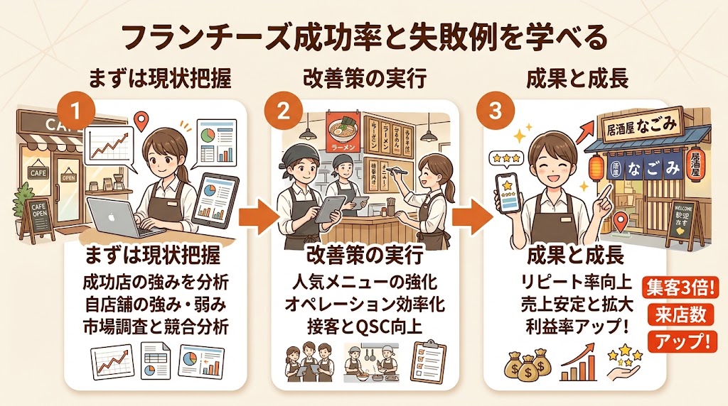 フランチャイズの成功率と失敗事例から学ぶ