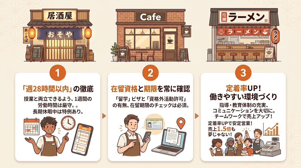 留学生アルバイトの雇用ルールと注意点を押さえる