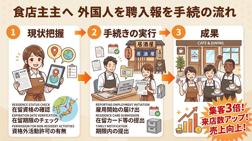 外国人雇用の手続きフローとハローワーク届出を把握する