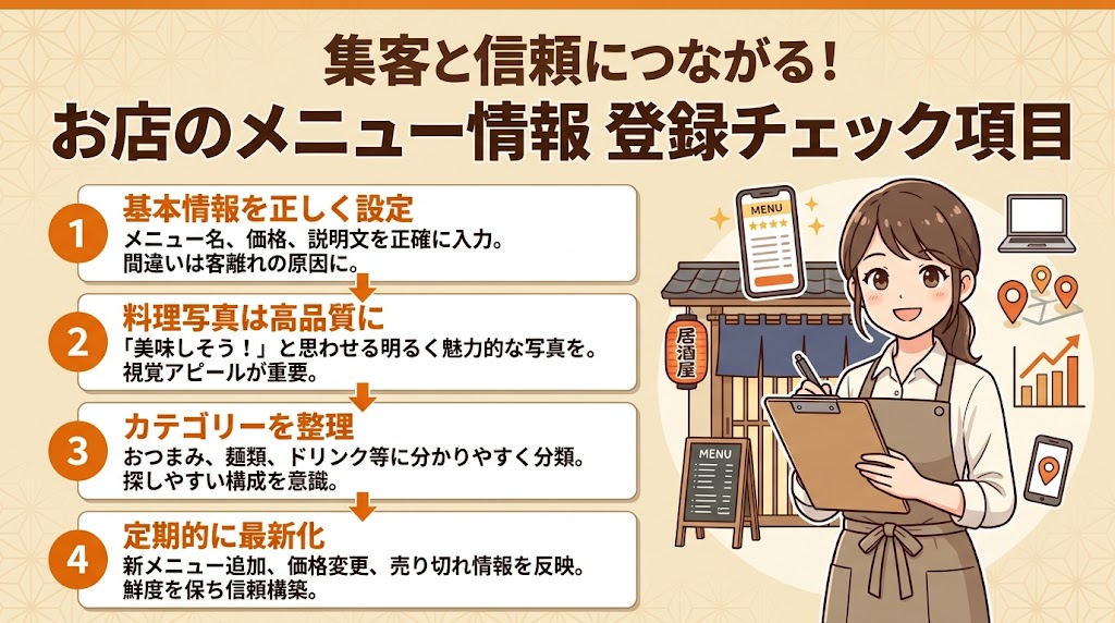 メニュー情報の登録方法と最適化