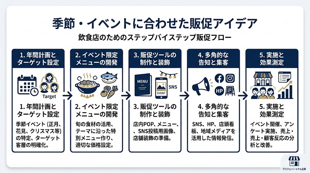 季節・イベントに合わせた販促アイデアの図解