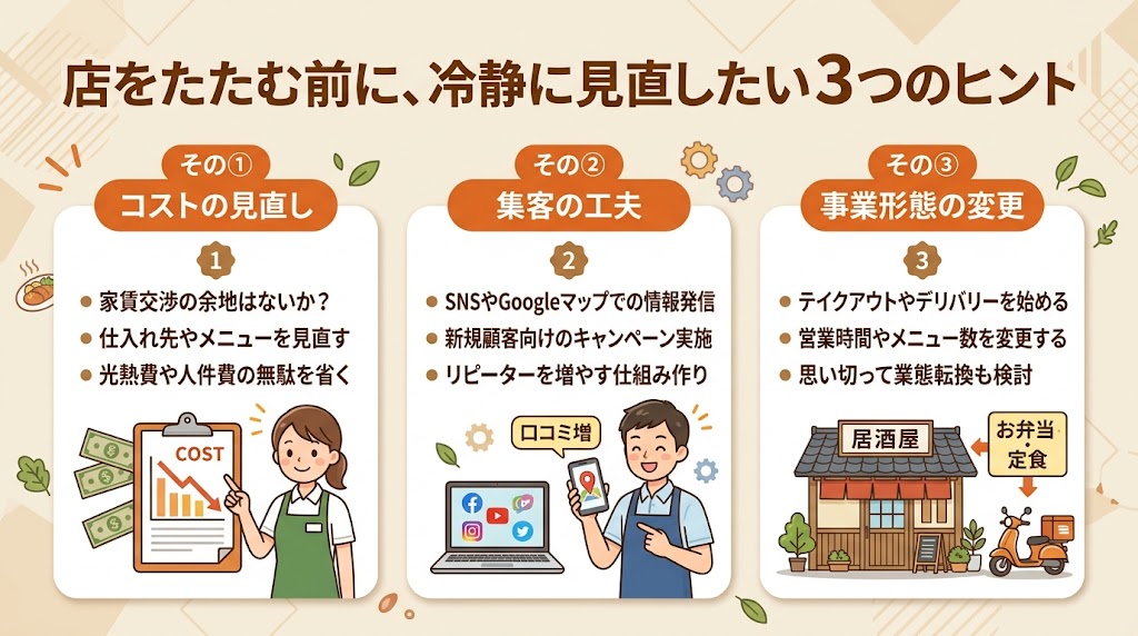 閉店を決める前に確認すべき3つのこと
