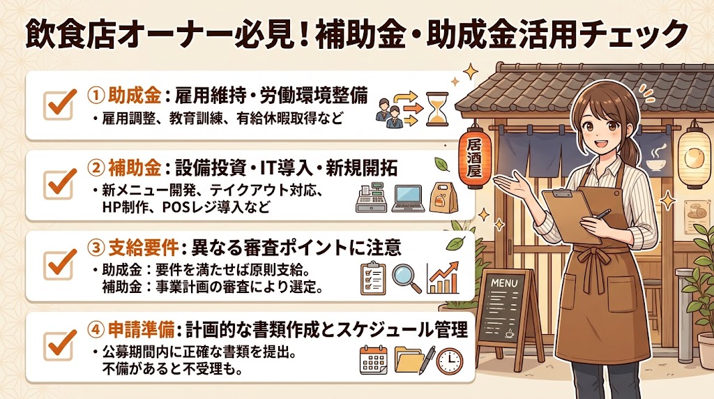 補助金と助成金の違い|飲食店オーナーが知るべき基本