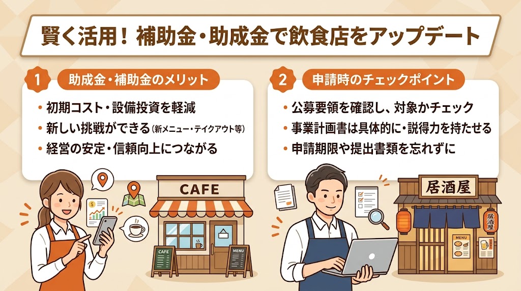 まとめ:補助金・助成金を味方につけて飲食店経営を強化しよう