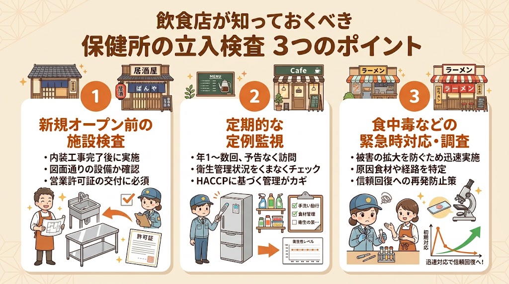 保健所の立入検査とは?飲食店が受ける3つの検査種類