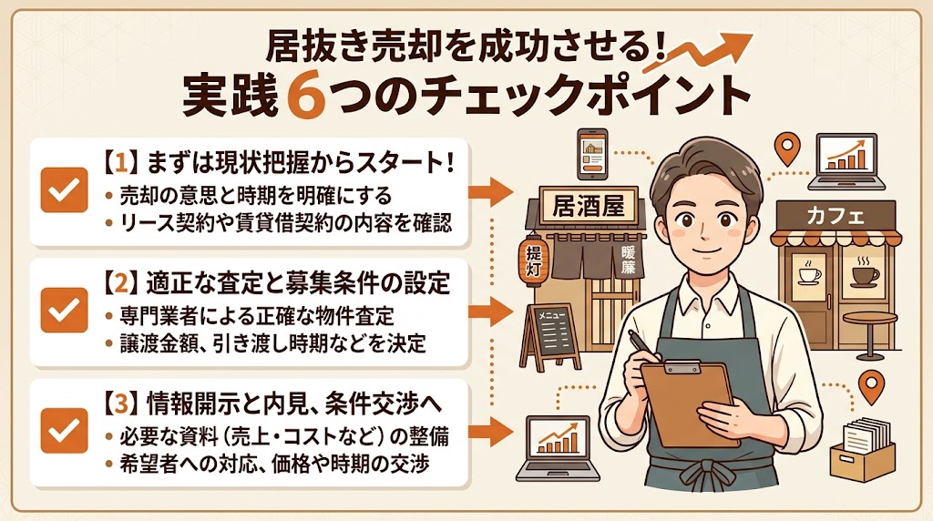 居抜き売却の手順|相談から契約完了まで6つのステップ