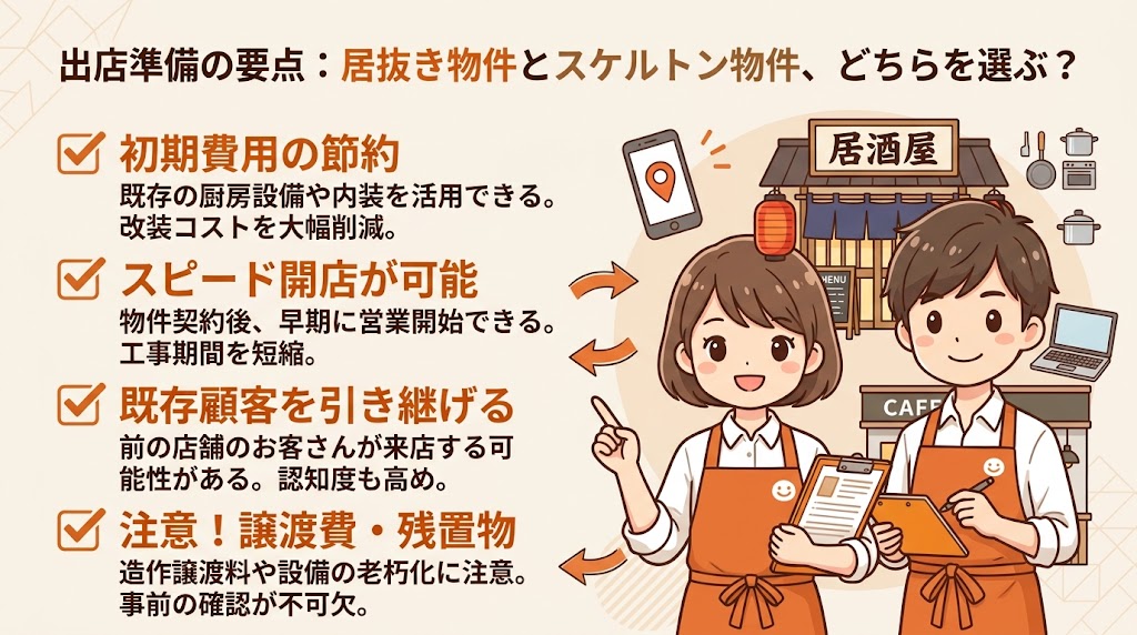 居抜き物件とは？スケルトン物件との違いを理解する