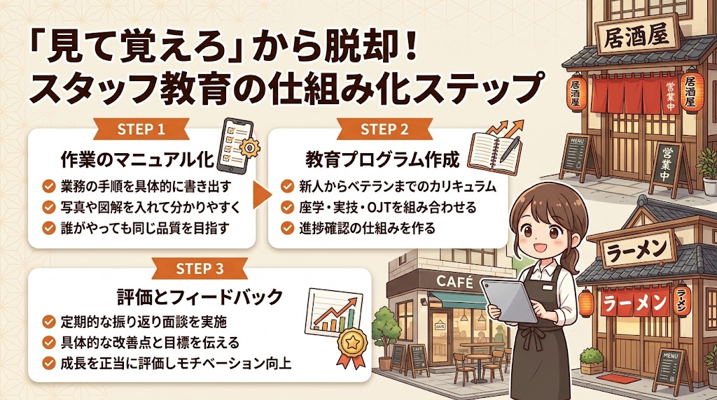 スタッフ教育の仕組み化|「見て覚えろ」からの脱却