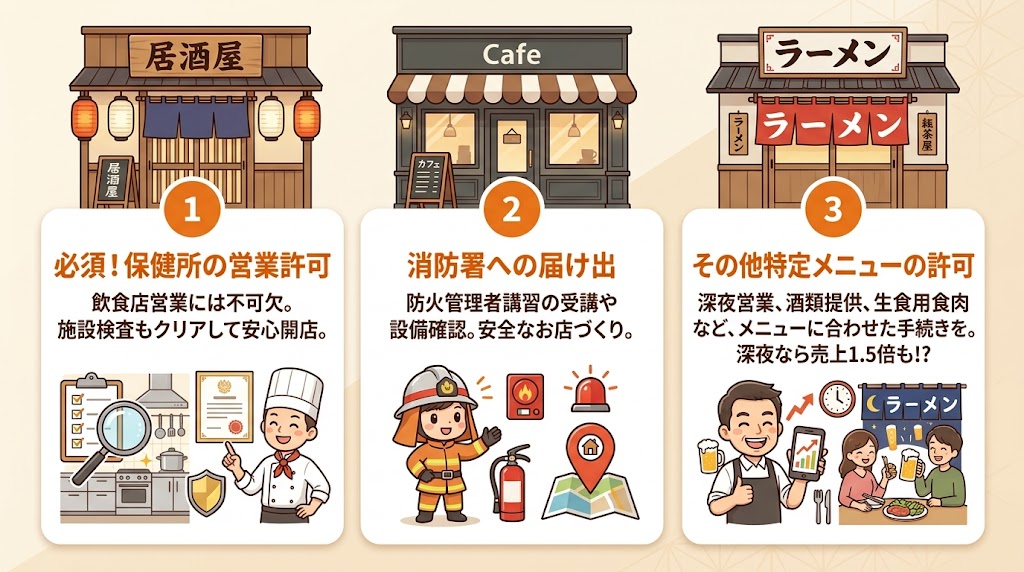 飲食店開業に必要な届出・許認可の全一覧表