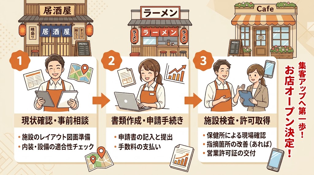 保健所への飲食店営業許可申請|手順と審査のポイント