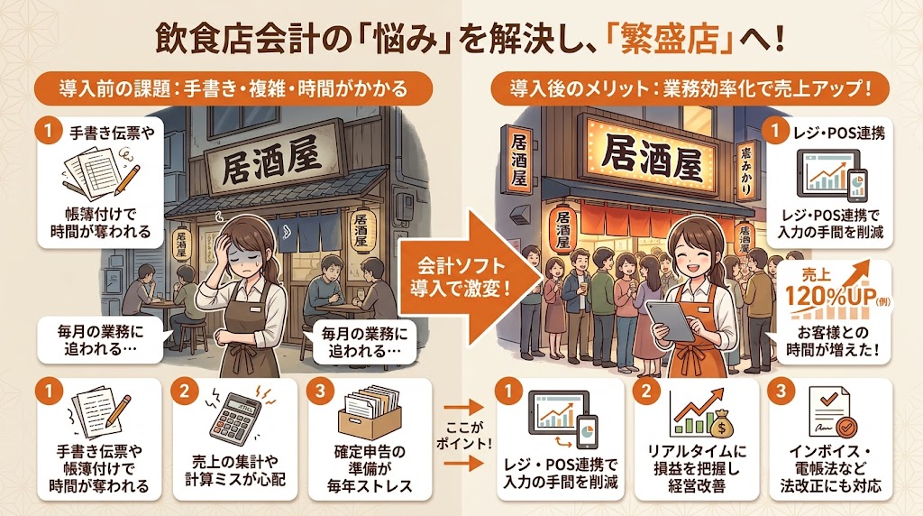 飲食店におすすめの会計ソフト4選を徹底比較