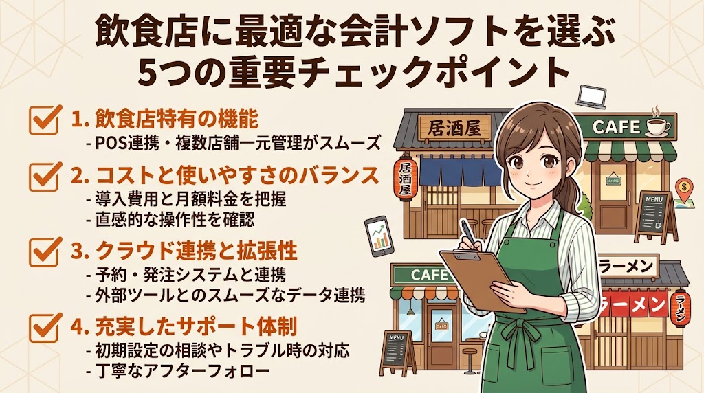 飲食店に最適な会計ソフトの選び方5つのポイント