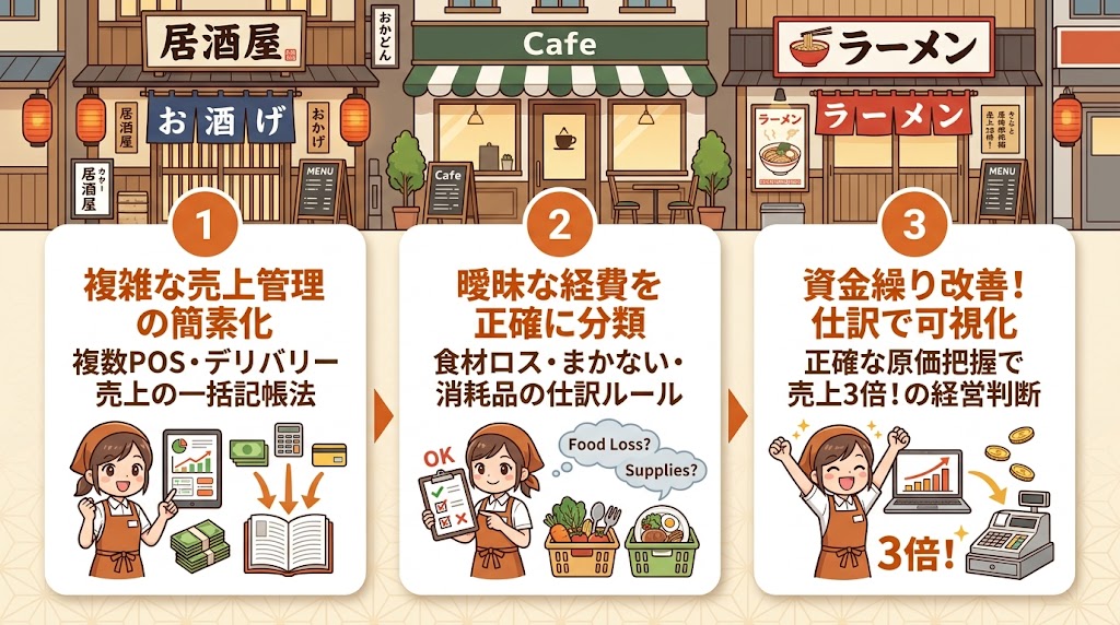 飲食店特有の仕訳パターン|迷いやすい5つのケース