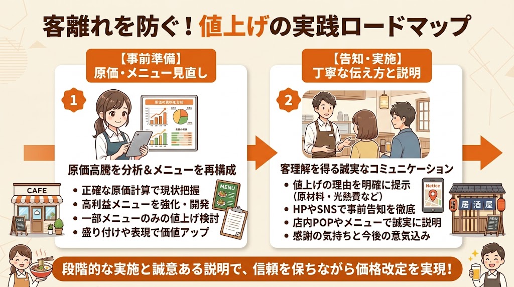 値上げの進め方と告知のコツ|客離れを防ぐ実践手順