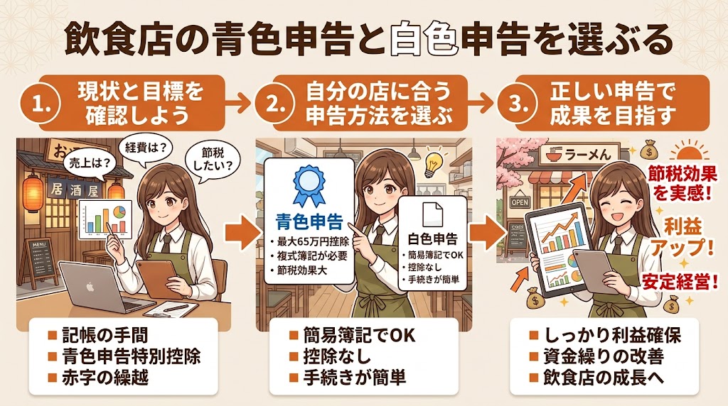 青色申告と白色申告の違い|飲食店はどちらを選ぶべきか