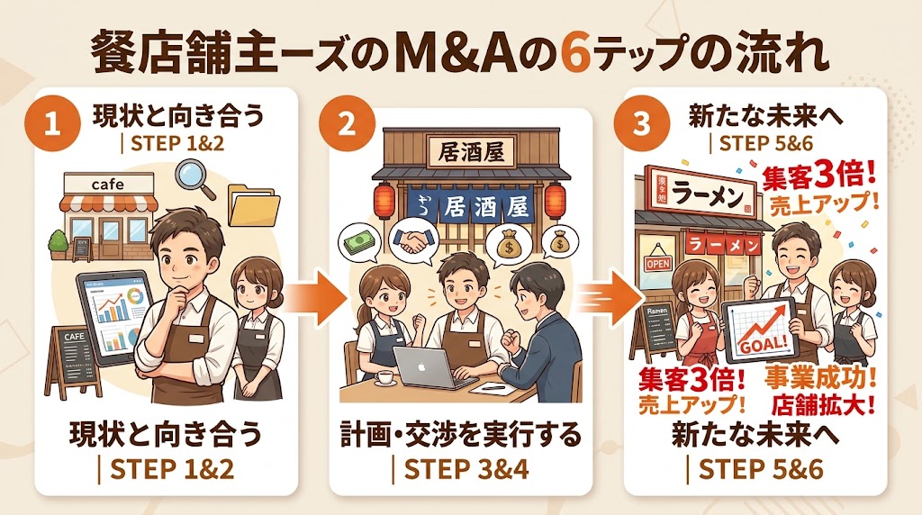 M&Aの流れ|相談から引き渡しまでの6ステップ